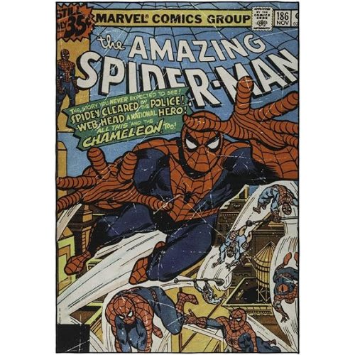 Gertmenian Marvel Spiderman Indoor Area Rug - 4x6 Large, Non-Slip, Ideal for Children in Bedroom, Game Room, Classroom, Nursery or Play Area - Retro Comic Superhero, Multi, 47327