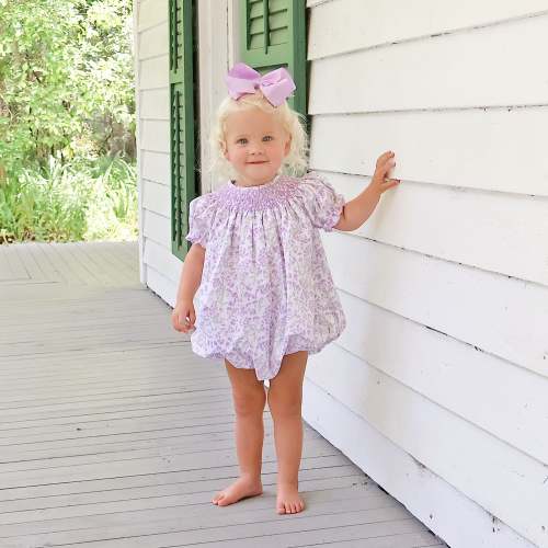 Lavender Petals Smocked Bishop Bubble
