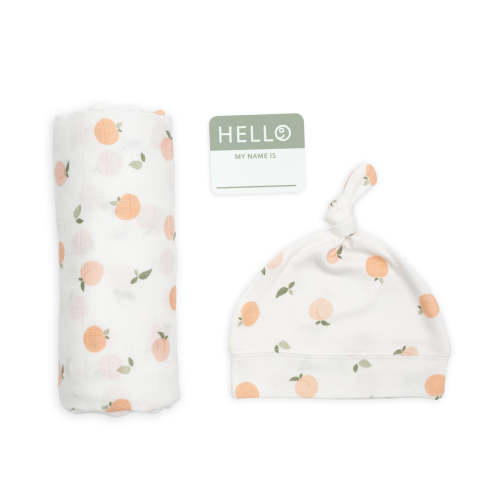 Peach Hat & Swaddle Set