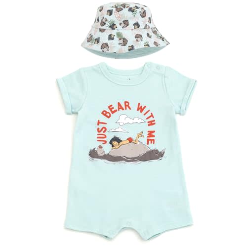 Disney Baby Romper and Reversible Bucket Sun Hat Outfit Set Newborn to Infant Sizes (Newborn - 24 Months)