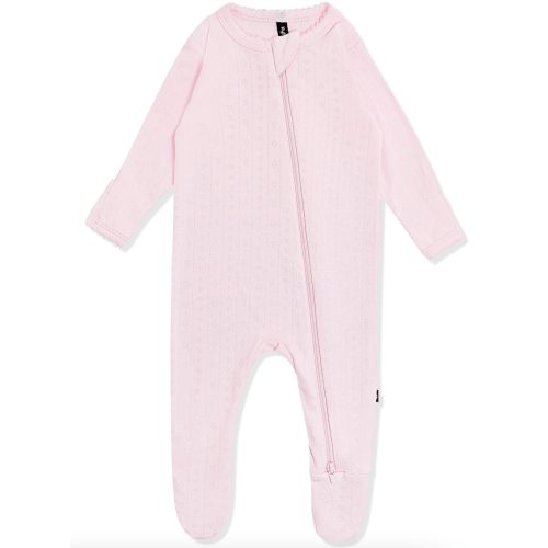 Kyte Baby Pointelle Zippered Footie in Sakura 3-6 M