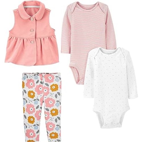 Simple Joys by Carter's Baby Girls' 4-Piece Short-Sleeve Shirts and Pants Playwear Set