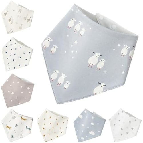 Baby Drool Bibs, 10-Pack Waterproof and Soft Cotton Bibs for Drooling and Teething