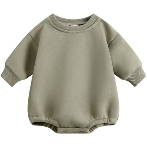 Bafeicao Baby Boy Girl Fleece Sweatshirt Bubble Romper Oversized Sweater Romper Solid Thick Winter Clothes