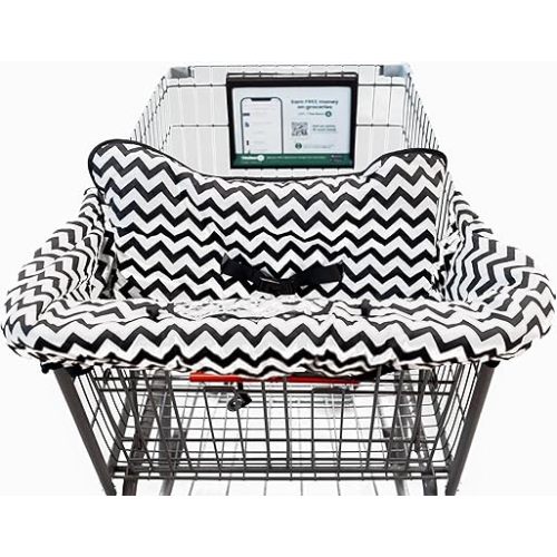 TOTES BABIES Shopping Cart Cover & Highchair Cover, Soft Cotton, with Phone Pouch, Black & White