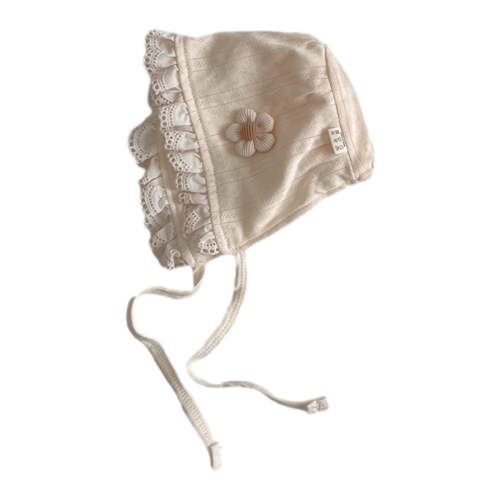 Lace Trimmed Baby Bonnet with Flower Designs Soft & Stylish Infant Bonnet Comfortable Little Girls Hat Present