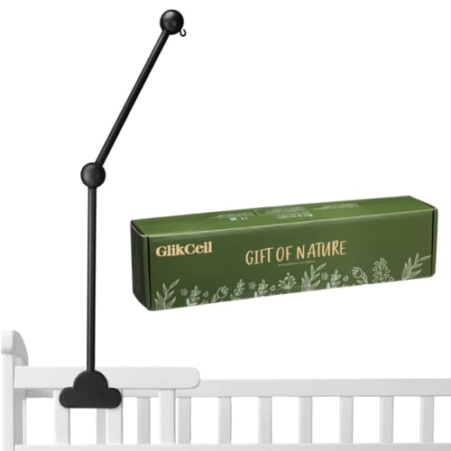 Wooden Baby Crib Mobile Arm 27.17 Inches Cloud Design Adjustable Baby Mobile Hanger for Crib Cot Bed Bassinet Wind Chimes Bed Bell Nursery, Black