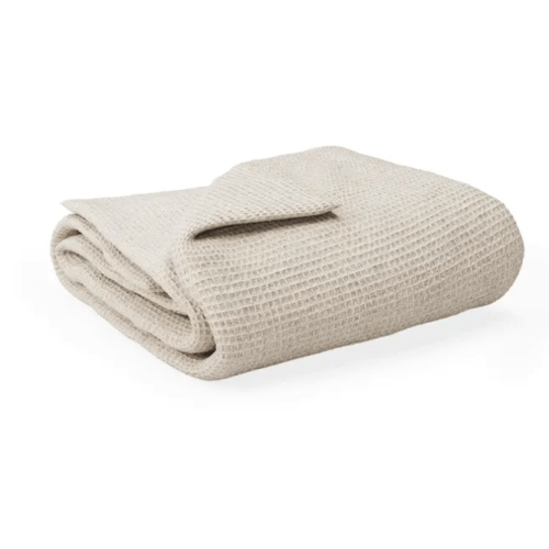 Organic Cotton Waffle Baby Blanket, Creme