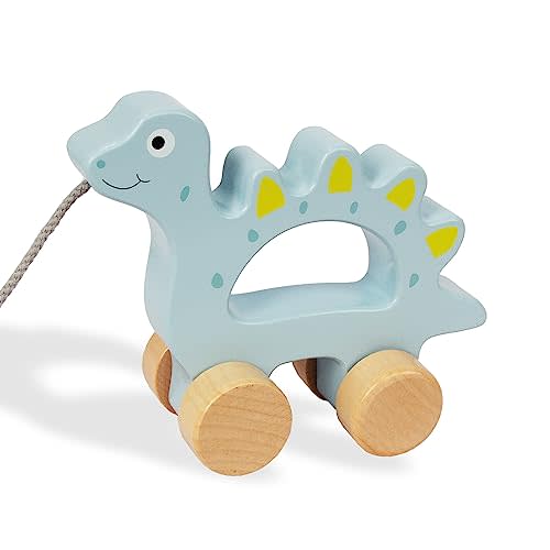Baby Toys Car,Wooden Pull Along Toddler Toy, Developmental Toy for 1 Year Old Girl Boy Birthday Gift (Dinosaur)