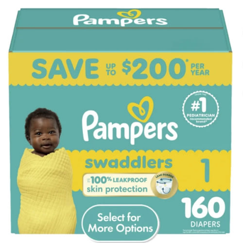 Pampers Swaddlers Baby Diapers Size 1, 160 Count (Select for More Options)