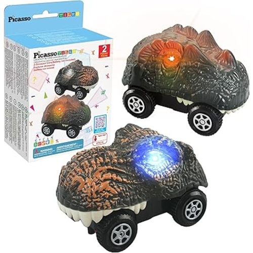 PicassoTiles 2 Piece Swift Highly Detailed Race Track Truck Dinosaur Cars Accessories in Bulk Package Compatible with STEM Magnetic Tile Race Track Building Kits for Kids Boys & Girls Ages 3+ PTE10