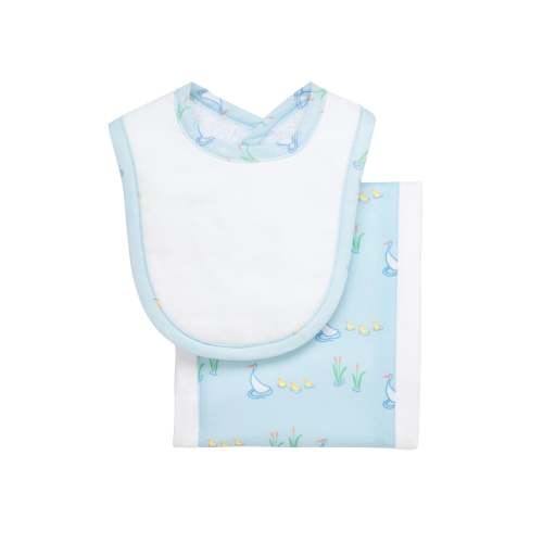 Duck Print Drooler Bib & Burp Set