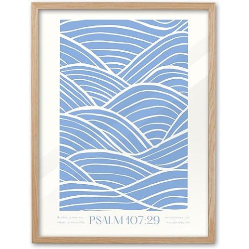 EcoHest 12x16 in Psalm 107:29 Ocean Waves Christian Framed Wall Art