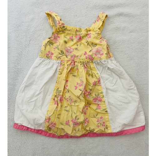 OshKosh Genuine Baby Girl Dress 6 M Yellow A-Line Floral Sleeveless Cottagecore