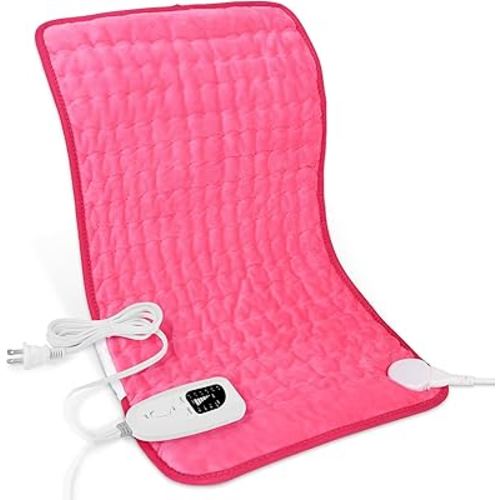 Deepsoon Heating Pad,Electric Heating Pads for Back,Neck,Abdomen,Moist Heating Pad for Shoulder,Knee,Arms,Legs,Dry/Moist Heat & Auto Shut Off,Christmas Gifts for Men and Women,Fuchsia,24x12 Inch