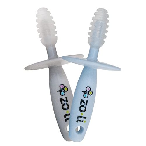 ZoLi Chubby Gummy teether | 2 Pack Baby Teething Relief - Blue / Grey, BPA Free Teething Stick