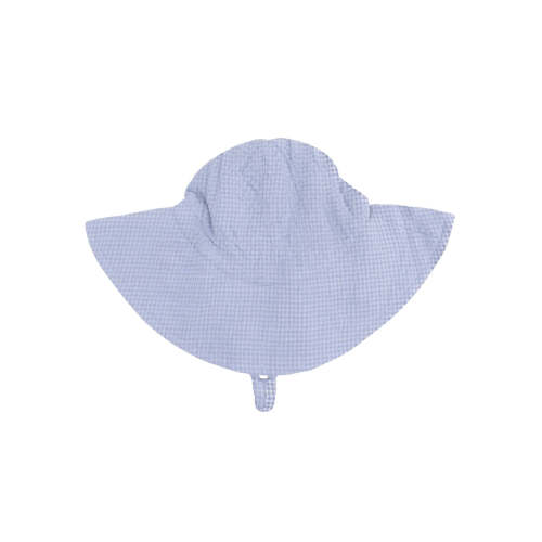Muslin Wide Brim Sunhat, Micro Gingham Blue