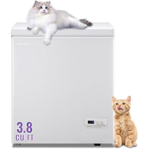 DEMULLER Deep Freezer 3.8Cu.ft with 2 Removable Basket and Manual Defrost Small Deep Freezer Quiet Operation Compressor Cooling Perfect for Homes, White