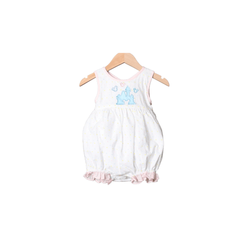 Pastel Swiss Dot Applique Magical Castle Bow Bubble