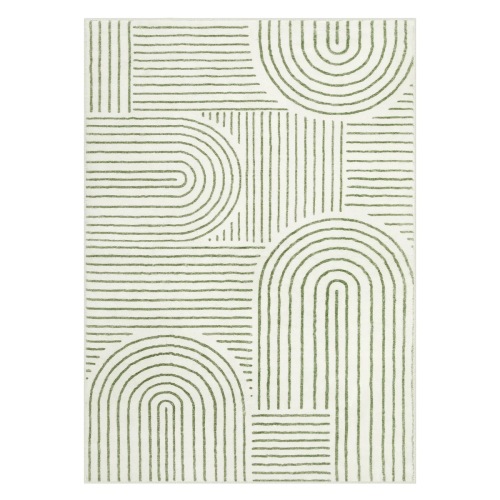 5 x 7 Celeta Washable Abstract Japandi Rainbow Striped Green Area Rug
