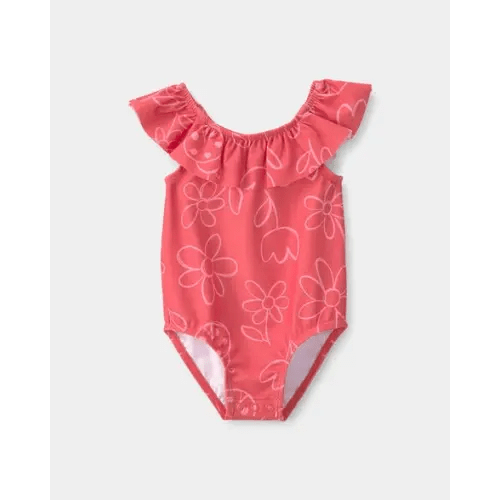 Baby Girl Floral 1-Piece Swimsuit - Red | Carter's