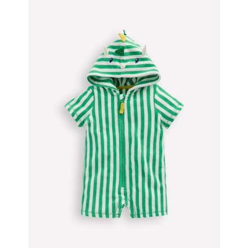 Novelty Towelling Romper-Aloe Green Dino