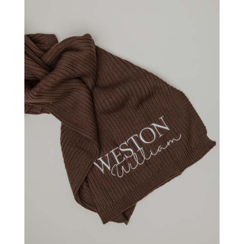 Ribbed Knit Blanket - Chocolate
