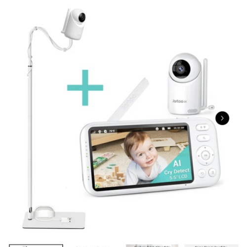 Jartoo Best Baby Monitor No WiFi Video Camera 2K Screen AI Cry Sensor Audio