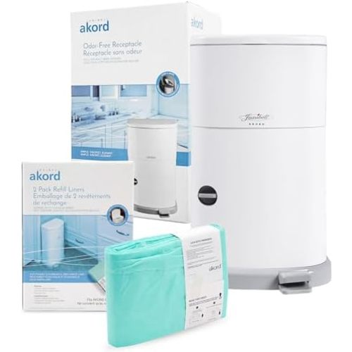 Janibell Akord 330 Adult Diaper Pail System Bundle - Includes 11-Gallon Adult Diaper Pail & 2-Count Refill Liners