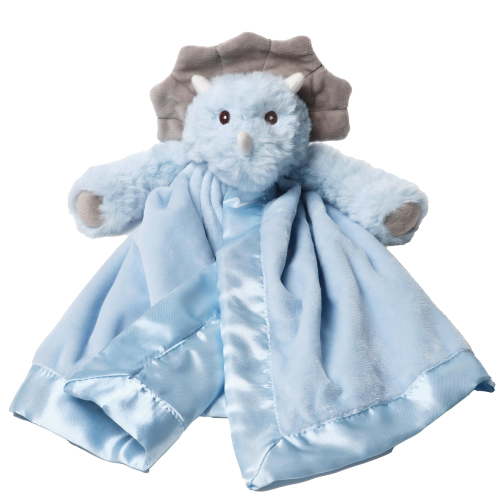Bearington Baby Lil’ Tracer Snuggler, 15 Inch Light Blue Dinosaur Plush Stuffed Animal Security Blanket Lovey for Babies, For Ages 0-3