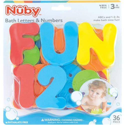 Nuby Foam Bath Letters and Numbers for Toddlers - Bath Toy Set for Kids 3+ Years - 36 Pieces