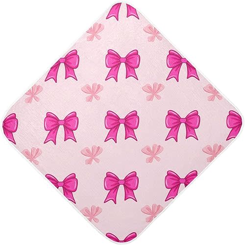 Pink Bows Hooded Baby Towels Soft and Ultra Absorbent Muslin Cotton Baby Bath Towel 30x30 Inch
