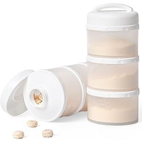 Termichy Stackable Formula Dispenser Portable Milk Powder Container, 2 Pack (White)