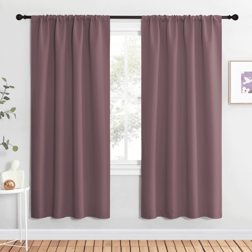 NICETOWN Solid Blackout Curtains Modern Thermal Insulated Rod Pocket Noise Reducing Window Treatment, 2 Panels, W42 x L72, Dry Rose