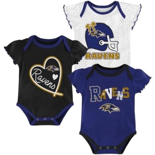 Outerstuff NFL Teams Newborn Baby and Infant Short Sleeve Bodysuit 3-Pack (0-18M)