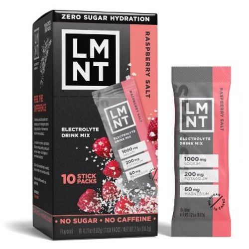 LMNT Zero-Sugar Electrolytes Drink - Raspberry Salt - 2.1oz/10ct