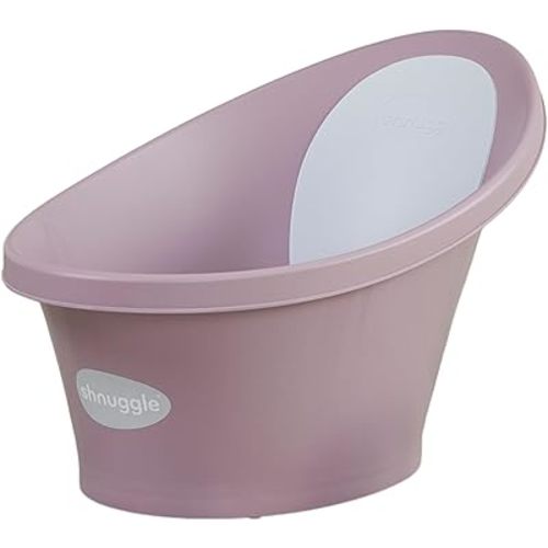Shnuggle Newborn Baby Bath | Built in Support Bump and Soft Backrest | Suitable from Newborn | Bath Seat Support Includes Plug | Blossom Pink