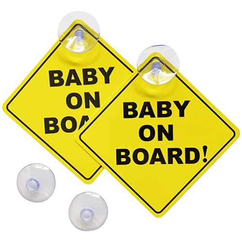 Baby on Board Sticker for Cars 2PCS , Baby On Board Warning Signs with Suction Cups , Durable and Strong Without Residue