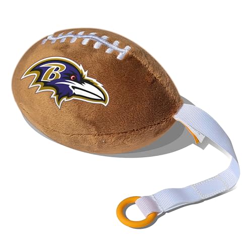 Baltimore Ravens Plush Football Pacifier Holder by Smilo - Officially Licensed NFL Soother Holder - Soft Plush Toy and Dummy Holder - Fits Any Pacifier - Stroller Accessory & Newborn Essential