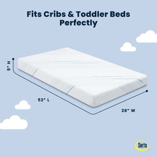 Serta Signature Dual Sided 5" Crib /Toddler Mattress in a Box, GREENGUARD Gold, Firm Plant-Based Foam