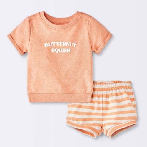 Baby Butternut Squish Short Sleeve and Bloomers Set - Cloud Island™ Melon Orange 0-3M