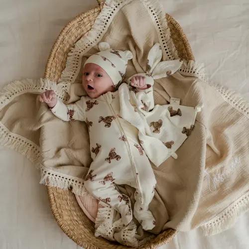 Organic Sleepsuit & Hat - Bear Pattern