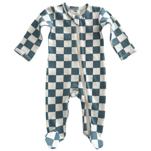 Blueberry Muffin Checkerboard / Organic Zip Footie – SIIX COLLECTION