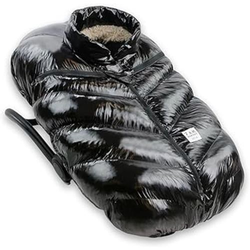 7AM Enfant Car Seat Covers - Cocoon Baby Cover for Boys & Girls, Rain & Snow Repellent, Breathable Windproof, Center Zipper, Universal Fit for Infant Car Seat (0-12M) (Black Polar)