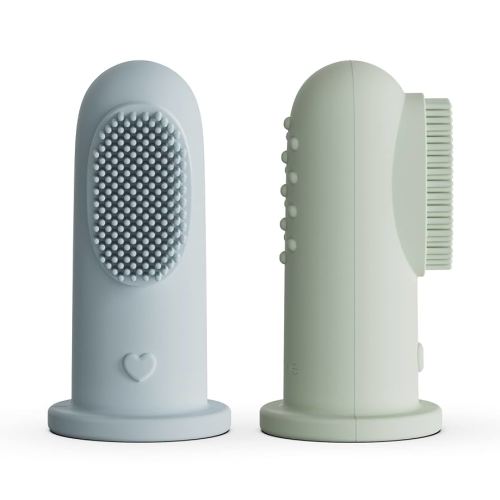 Moonkie Baby Toothbrush Finger Toothbrush Oral Cleaner Kit for 3 Months +, 2 Pcs (Cloud/Mint)