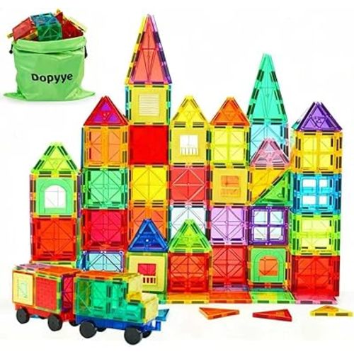 Magnetic Building Tiles for Kids, 100 PCS Magnetic Blocks with Storage Bag, Magnet Tiles STEM Educational Stacking Toys Gift for Toddler Ages 3 4 5 6 7 8 9