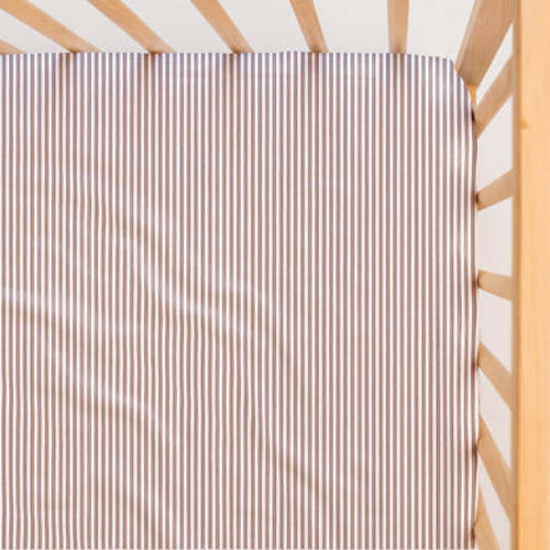 Waterproof Cot Sheet | Mocha Pinstripe – Little Human Linens