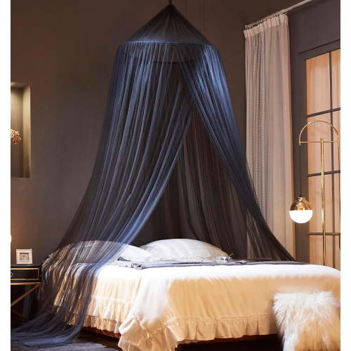 Black Canopy Bed Curtains - Netting Room Decor, Ceiling Tent, Canopy for Single, Twin, Full, Kids Bed Curtains, Fire Retardant Fabric （For beds below 1.5 meters）