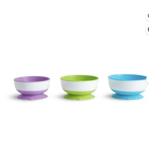 Bol à ventouse Munchkin Stay Put, comprend une base d'aspiration solide et des languettes à dégagement rapide, passe au micro-ondes et sans BPA, paquet de 3 - Walmart.ca