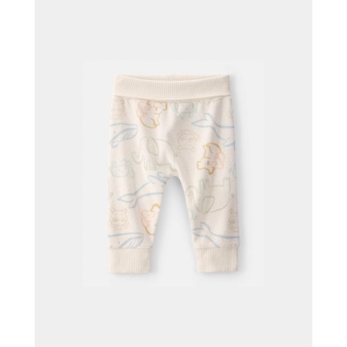 Baby Animal Friends Terry Pants - Cream